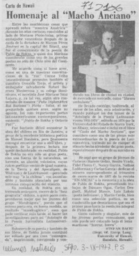 Homenaje al "Macho anciano"