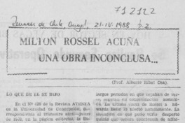 Milton Rossel Acuña una obra inconclusa --