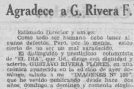 Agradece a G. Rivera F.