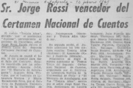 Sr. Jorge Rossi vencedor del certamen nacional de cuentos.