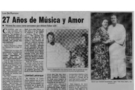27 años de música y amor : [entrevistas]