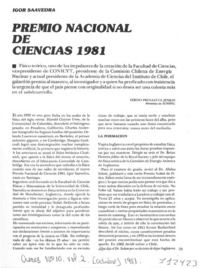 Premio Nacional de Ciencias 1981: [entrevista]