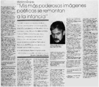 Mis más poderosas imágenes poéticas se remontan a la infancia"