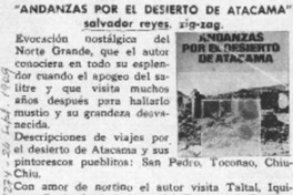 "Andanzas por el desierto de Atacama".