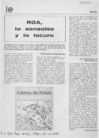 Roa, la sensatez y la locura