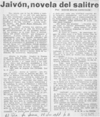 Jaivón, novela del salitre