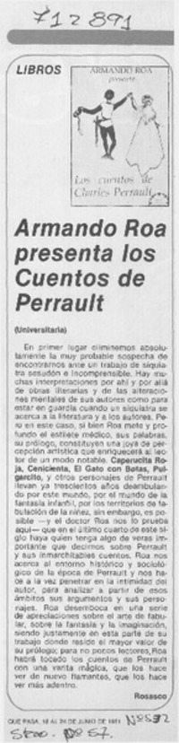 Armando Roa presenta los cuentos de Charles Perrault