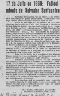 17 de julio de 1860: fallecimiento de Salvador Sanfuentes