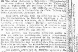 "Derechos Humanos y Relaciones Internacionales".