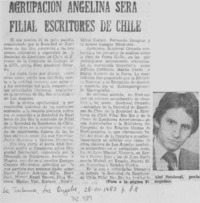 Agrupación angelina será filial escritores de Chile.