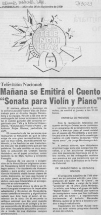 Mañana se emitirá el cuento "sonata para violín y piano".