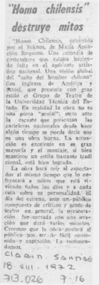 "Homo chilensis" destruye mitos.