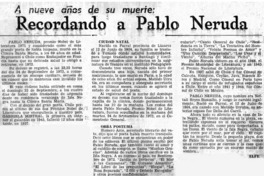 Recordando a Pablo Neruda