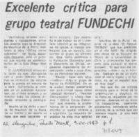 Excelente crítica para grupo teatral FUNDECHI.
