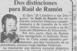 Dos distinciones para Raúl de Ramón.