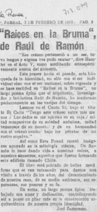 "Raíces en la bruma", de Raúl de Ramón