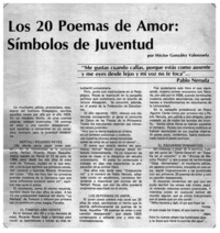 Los 20 poemas de amor, símbolos de juventud