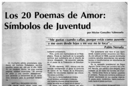 Los 20 poemas de amor, símbolos de juventud