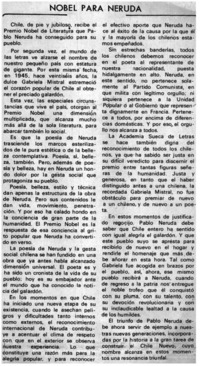 Nobel para Neruda.