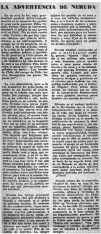 La advertencia de Neruda