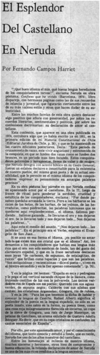 El esplendor del castellano en Neruda