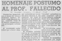 Homenaje postumo al prof. fallecido.