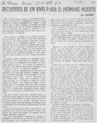 Recuerdos de un vivo para el hermano muerto