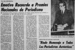 Emotivo recuerdo a premios nacionales de periodismo.