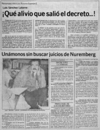 ¡Qué alivio que salió el decreto...! : [entrevistas]