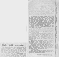 Chile, fértil provincia...