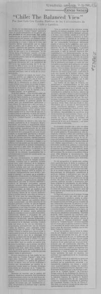 Chile, the balanced view"