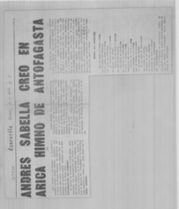 Andrés Sabella creó en Arica himno de Antofagasta.