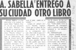 A. Sabella entregó a su ciudad otro libro
