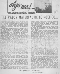 El valor material de lo poético