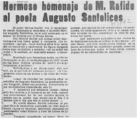Hermoso homenaje de M. Rafide al poeta Augusto Santelices