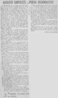Augusto Santelices: ¿poesía regionalista?