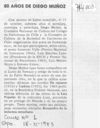 80 años de Diego Muñoz.