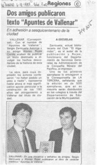 Dos amigos publicaron texto "Apuntes de Vallenar".