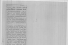 Andrés Sabella: cantor del norte.