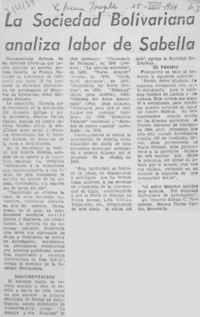 La sociedad bolivariana analiza labor de Sabella.