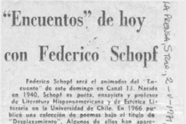 "Encuentros" de hoy con Federico Schopf.