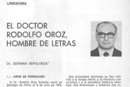 El doctor Rodolfo Oroz, hombre de letras