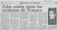 Falta unión entre los escritores de Temuco.
