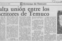 Falta unión entre los escritores de Temuco.