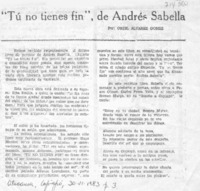 "Tú no tienes fín", de Andrés Sabella