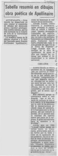 Sabella resumió en dibujos obra poética de Apollinaire.