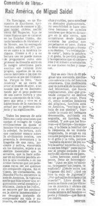 Raíz América, de Miguel Saidel