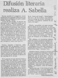 Difusión literaria realiza A. Sabella