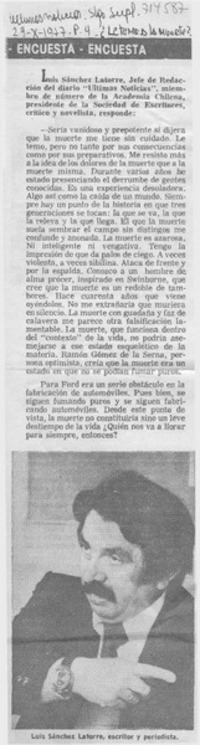 ¿Le teme a la muerte? : [entrevistas]