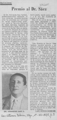 Premio al Dr. Sáez
